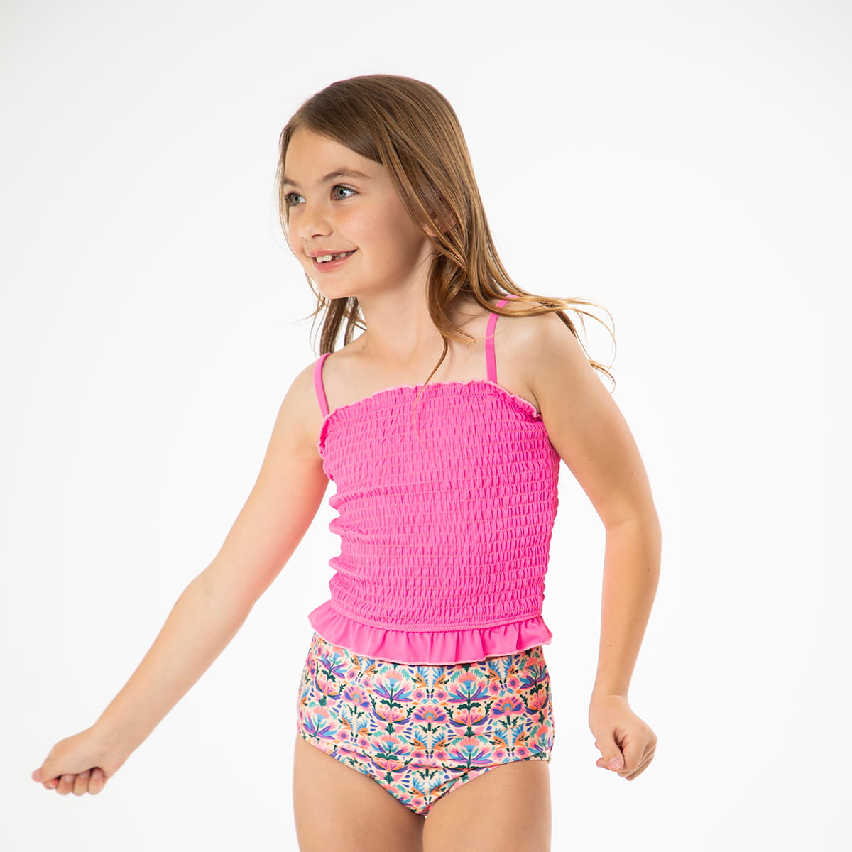 Smocked Tankini Top (Girls) Janela Bay- Tilden Co.