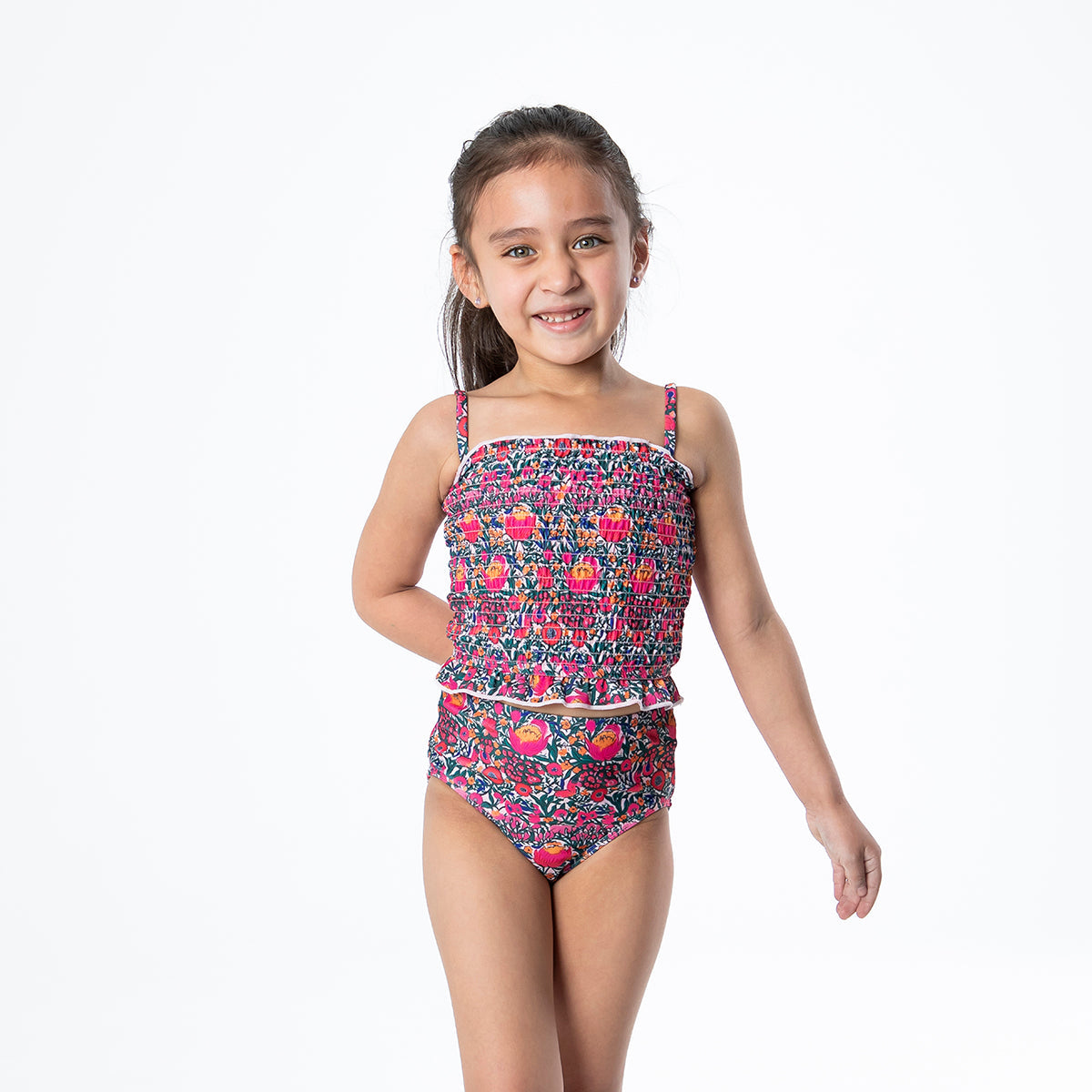 Smocked Tankini Top (Girls) Janela Bay- Tilden Co.