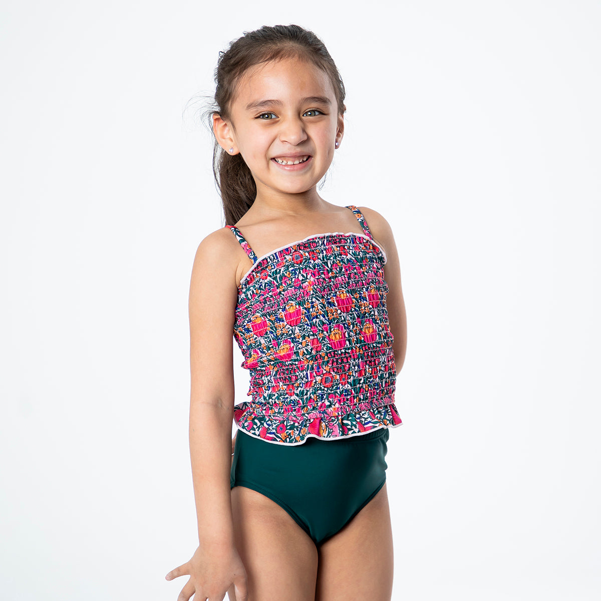 Smocked Tankini Top (Girls) Janela Bay- Tilden Co.