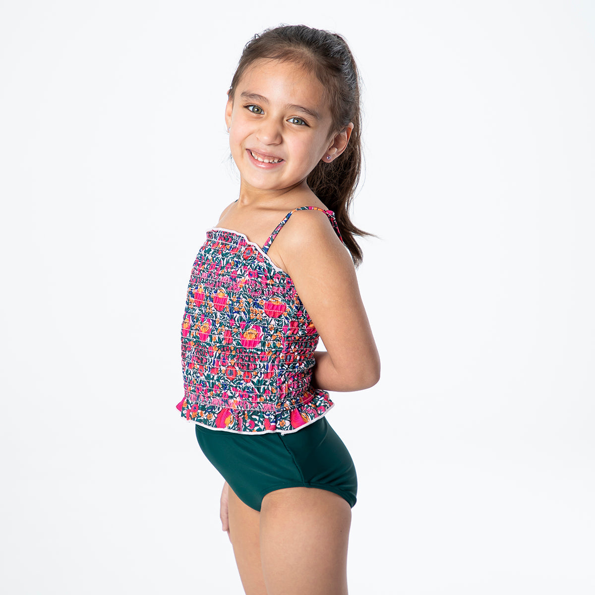 Smocked Tankini Top (Girls) Janela Bay- Tilden Co.