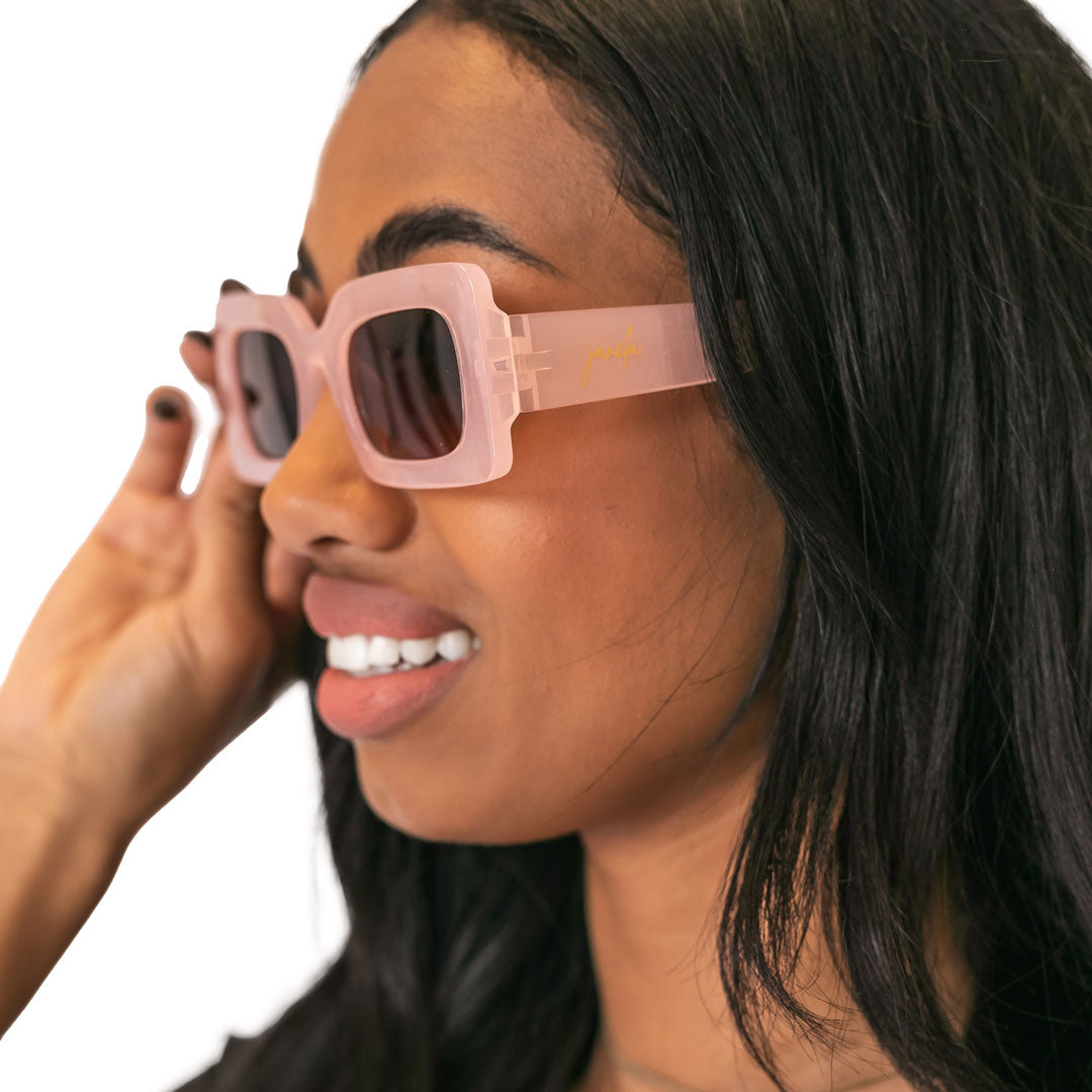 Retro Rectangle Sunglasses Peony Pink Peony Pink Janela Bay- Tilden Co.