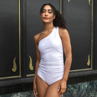 Single Shoulder One Piece Swimsuit Gold Polka Dot Foil / XS Gold Polka Dot Foil XS One Piece Swimsuit Janela Bay- Tilden Co.