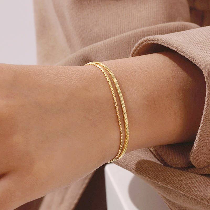 18K STAINLESS STEEL LAYERED BRACELET JOSSLYN by wall to wall- Tilden Co.