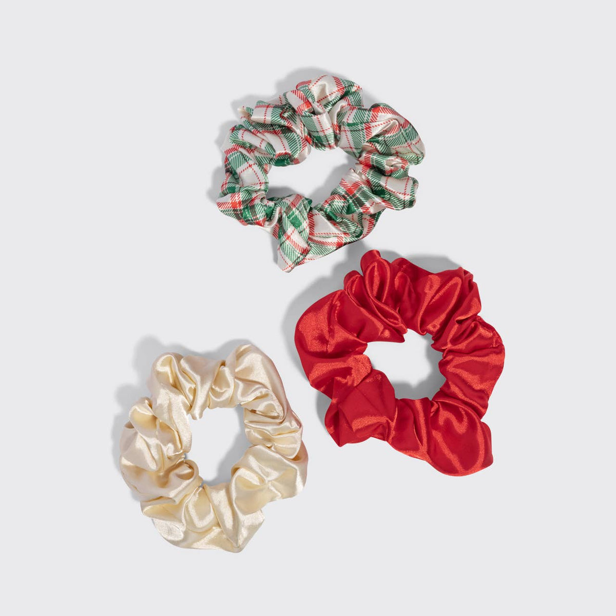Holiday Scrunchies 3pc Set- Multi-color Hair Accessory KITSCH- Tilden Co.