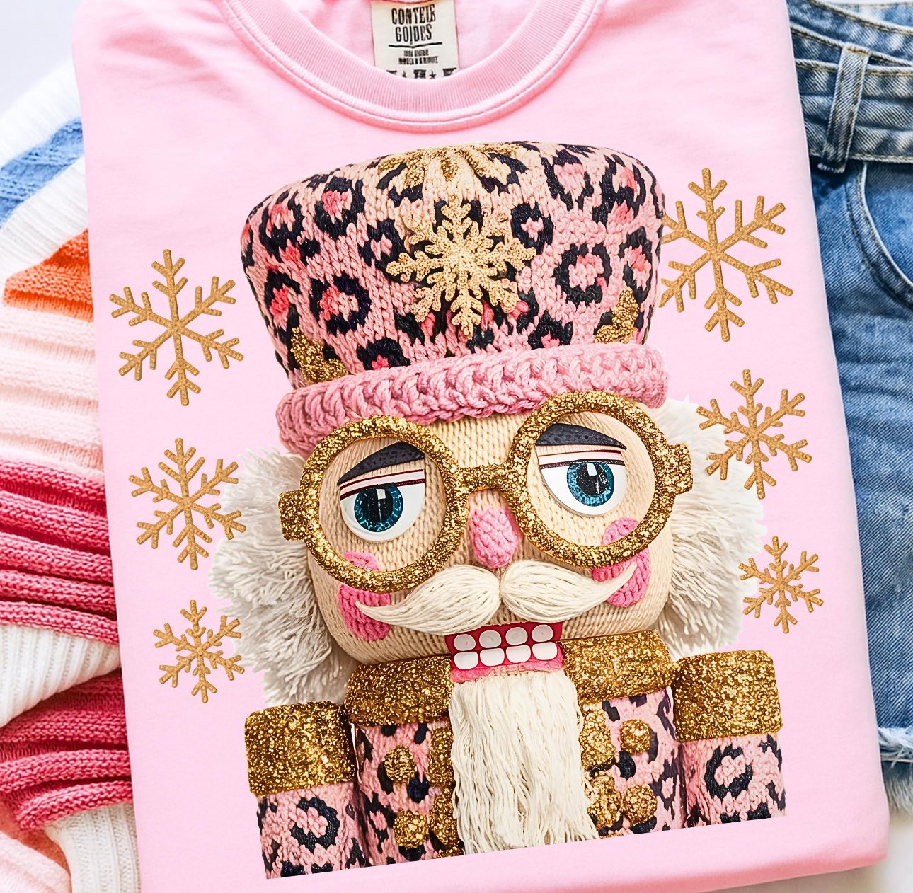 Pink Leopard Nutcracker Graphic Tee and Sweatshirt Womens Ave Shops- Tilden Co.