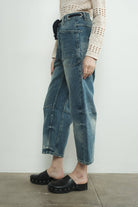 Corded Barrel Denim in Med. Wash Jeans Aaron & Amber- Tilden Co.