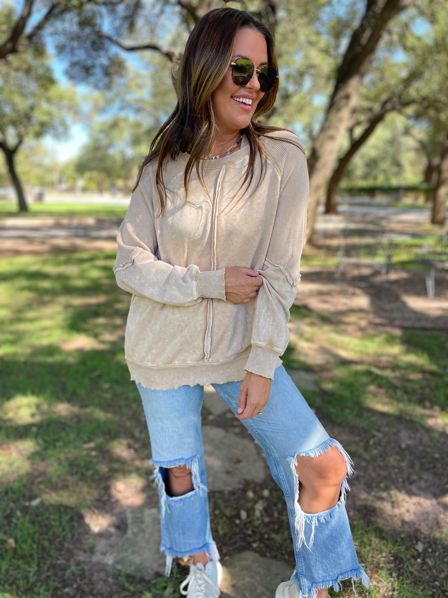 PREORDER: Best Selling Elliott Exposed Seam Sweatshirt in Five Colors Womens Ave Shops- Tilden Co.
