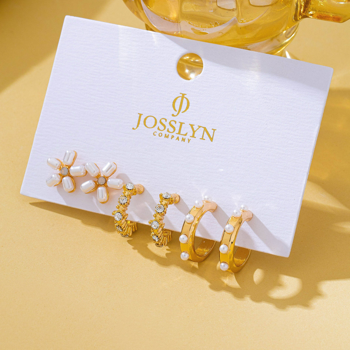 Pearl Floral Stud & Hoop Trio earrings | 80E62419 Earrings JOSSLYN by wall to wall- Tilden Co.