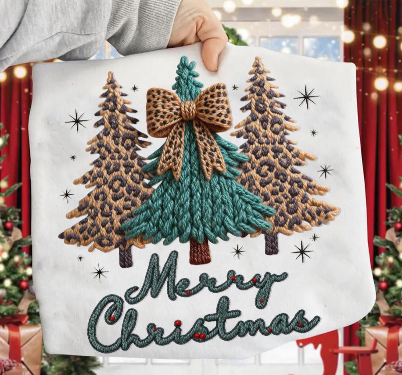 Teal & Leopard Trees Graphic Tee and Sweatshirt Womens Ave Shops- Tilden Co.