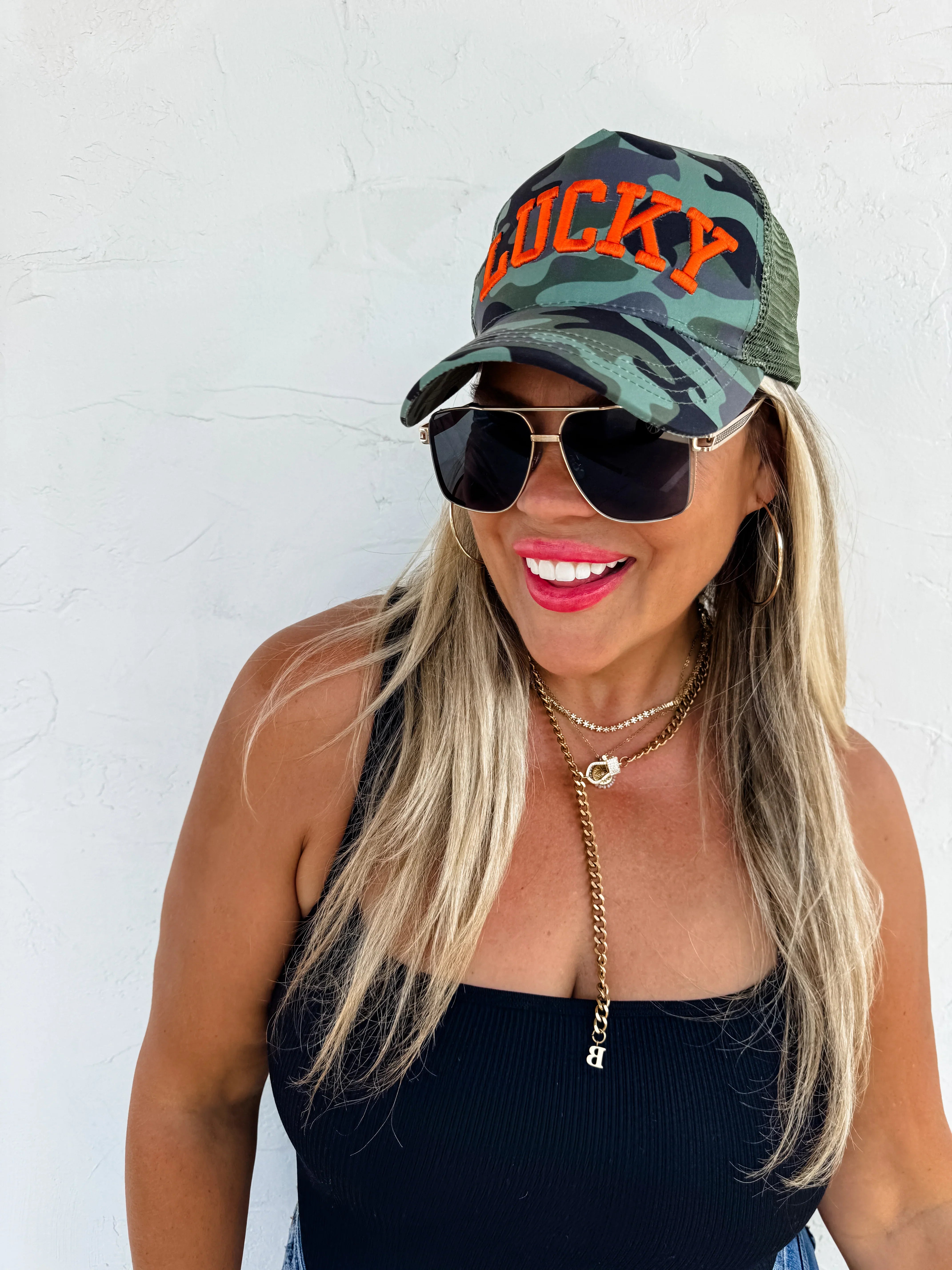 PREORDER: Lucky Camo Trucker Hat    Womens Ave Shops- Tilden Co.