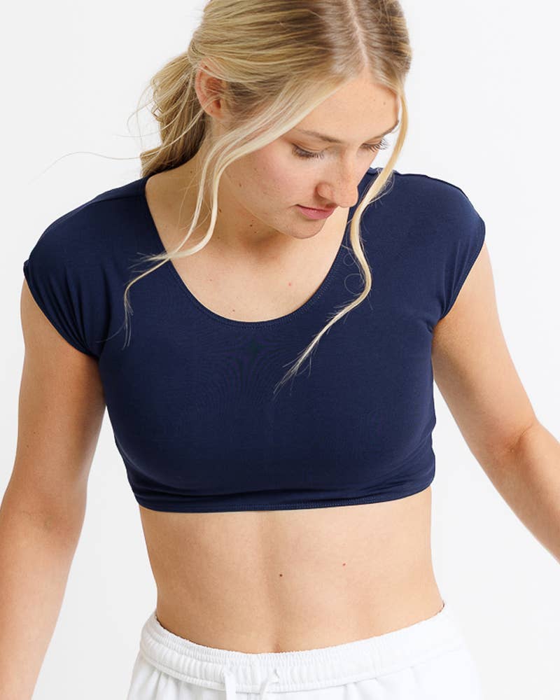 Demi Tee - Short Sleeve Cropped Basic Layering Tee Layering Top Downeast- Tilden Co.
