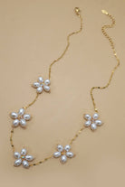 18K STAINLESS STEEL TARNISH PEARL FLOWER NECKLACE | 40NK9417 GOLD GOLD necklace JOSSLYN by wall to wall- Tilden Co.