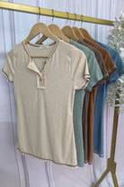 Everyday Henley Short Sleeve Top Oatmeal / Small Oatmeal Small Shirts & Tops Reborn J- Tilden Co.