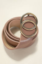 DOUBLE O BUCKLE FAUX LEATHER BELT Taupe Taupe JOSSLYN by wall to wall- Tilden Co.