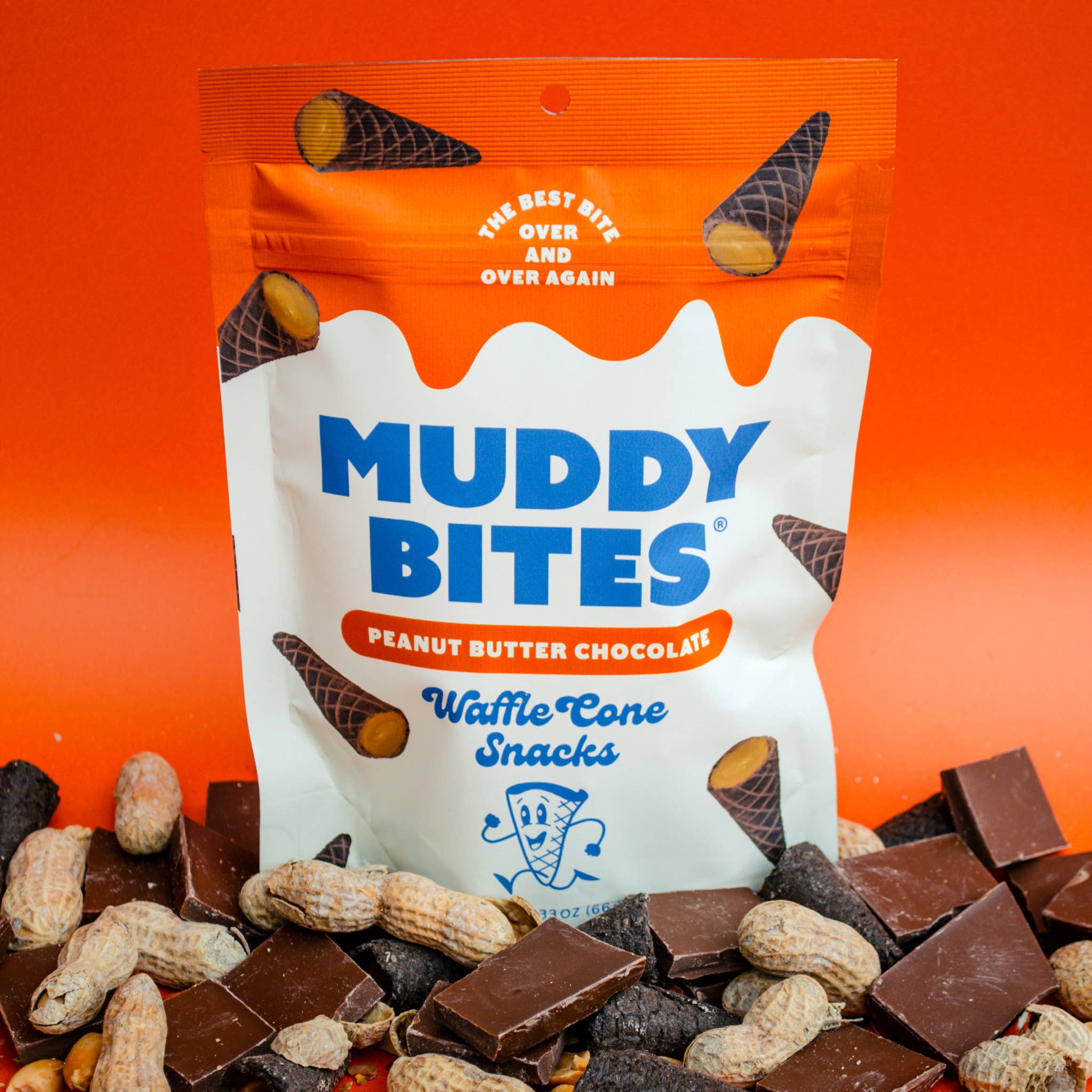 Peanut Butter Chocolate Waffle Cone Snacks Muddy Bites- Tilden Co.