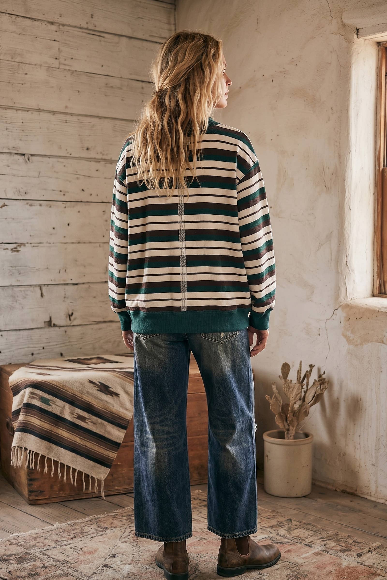 French Terry Striped Sweatshirt Sweater Sewn and Seen- Tilden Co.