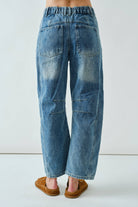 Medium Wash Ebroidered Barrel Jeans Jeans Aaron & Amber- Tilden Co.