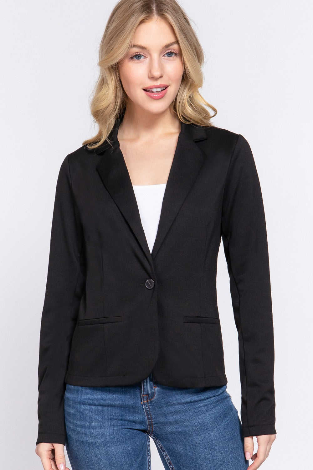 Black Single-Breasted Blazer blazer Active Basic- Tilden Co.