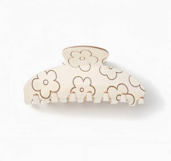 Floral Embossed Hair Claw Clip | 40H1103 Off White Off White JOSSLYN by wall to wall- Tilden Co.