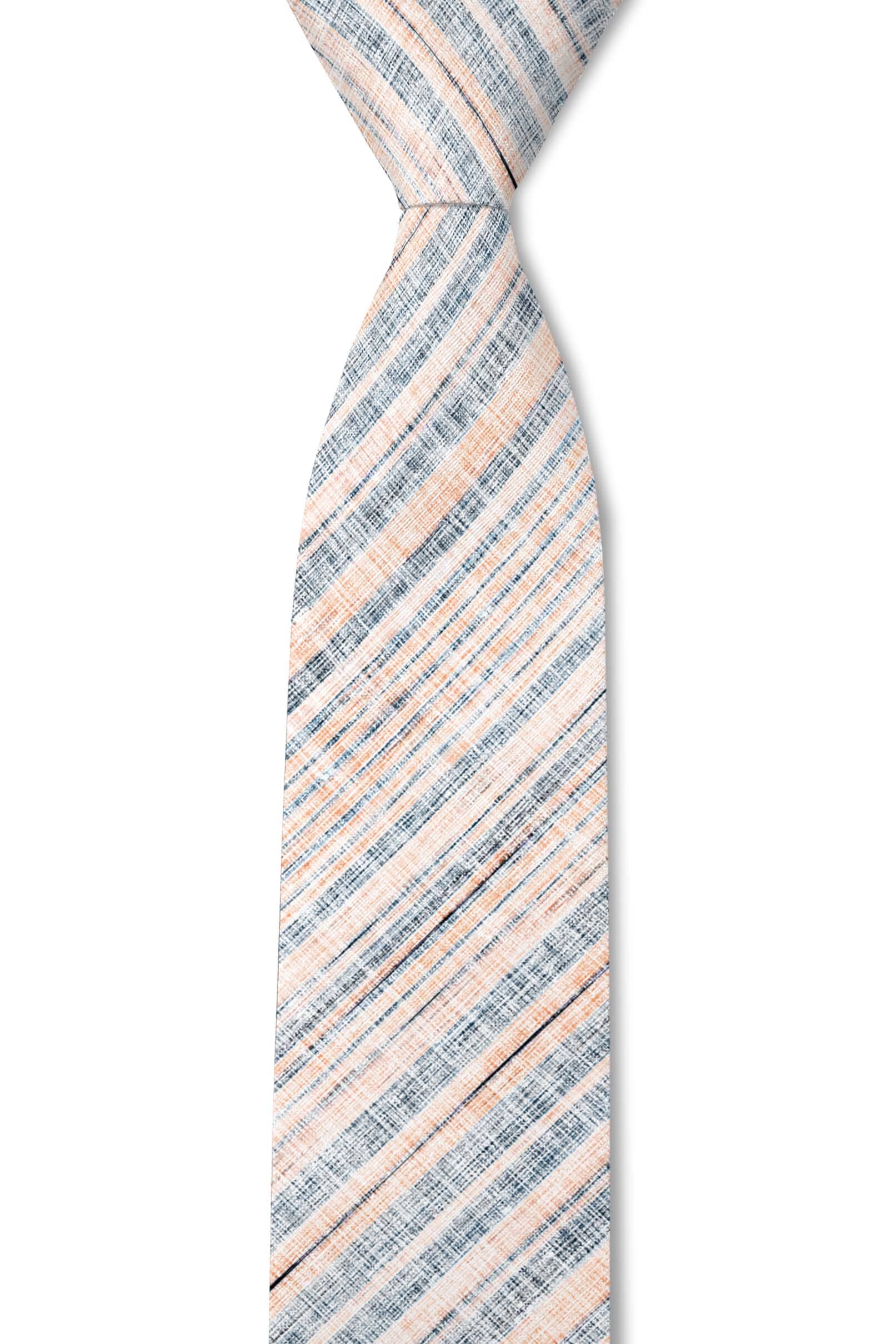 Sea Breeze - Orange White Texture Stripe Tie necktie Tough Apparel- Tilden Co.