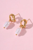 18K Stainless Steel Pearl Drop Earrings JOSSLYN by wall to wall- Tilden Co.