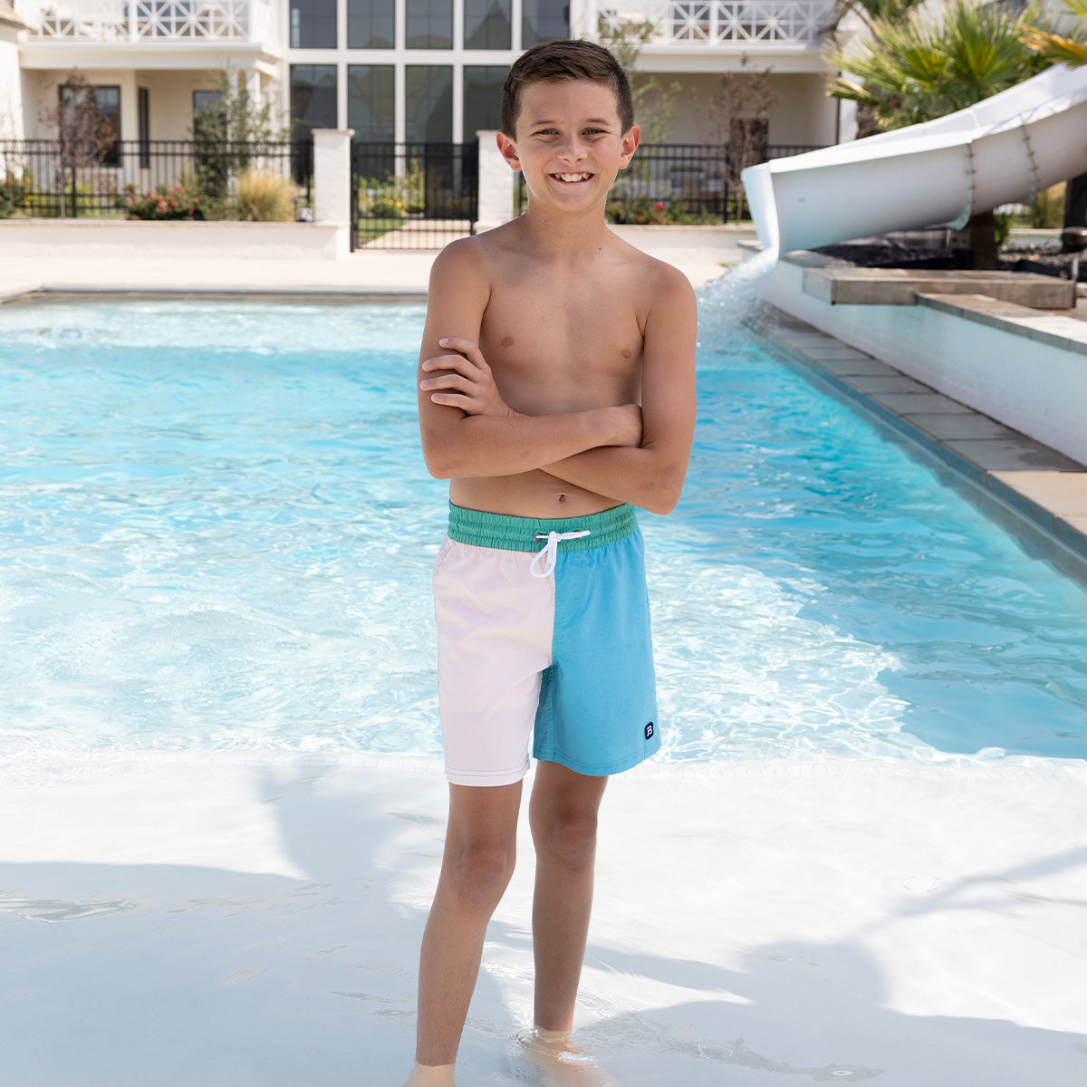 Reef Shorts (Boys) Green Blue Ivory CB / Boys 2T Green Blue Ivory CB Boys 2T Janela Bay- Tilden Co.