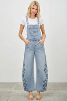 High Rise Embroidered Overalls Jumpsuit SAIGE DENIM- Tilden Co.