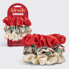 Holiday Scrunchies 3pc Set- Multi-color Hair Accessory KITSCH- Tilden Co.