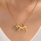 Galloping Horse and Horseshoe Charm Necklace | 80N93131 Gold Gold JOSSLYN by wall to wall- Tilden Co.