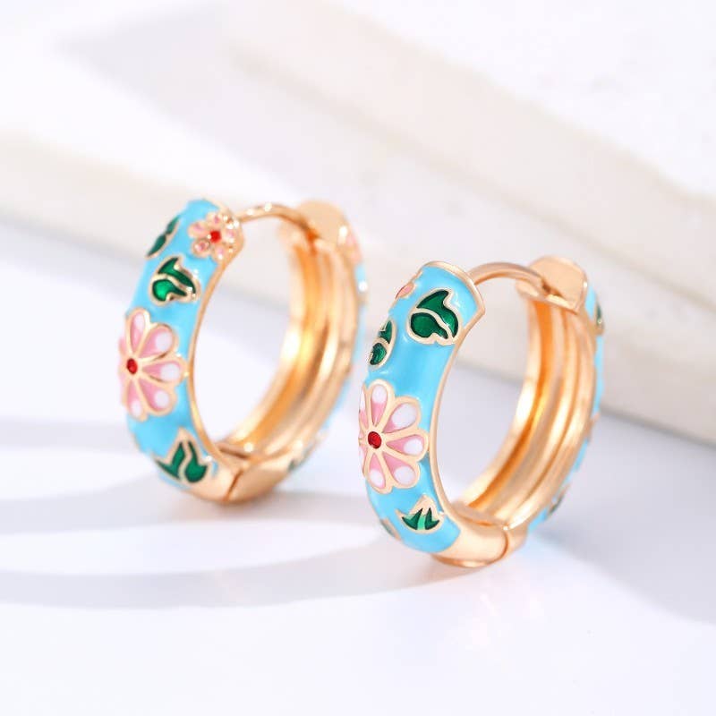 Vintage Floral Hoop earrings 40E358 JOSSLYN by wall to wall- Tilden Co.