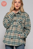 Plus Size - Plaid Button Down Shacket shacket Active Basic | Active USA- Tilden Co.