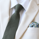 Flynn Olive Green Solid & Floral Tie    necktie Tie Mood- Tilden Co.
