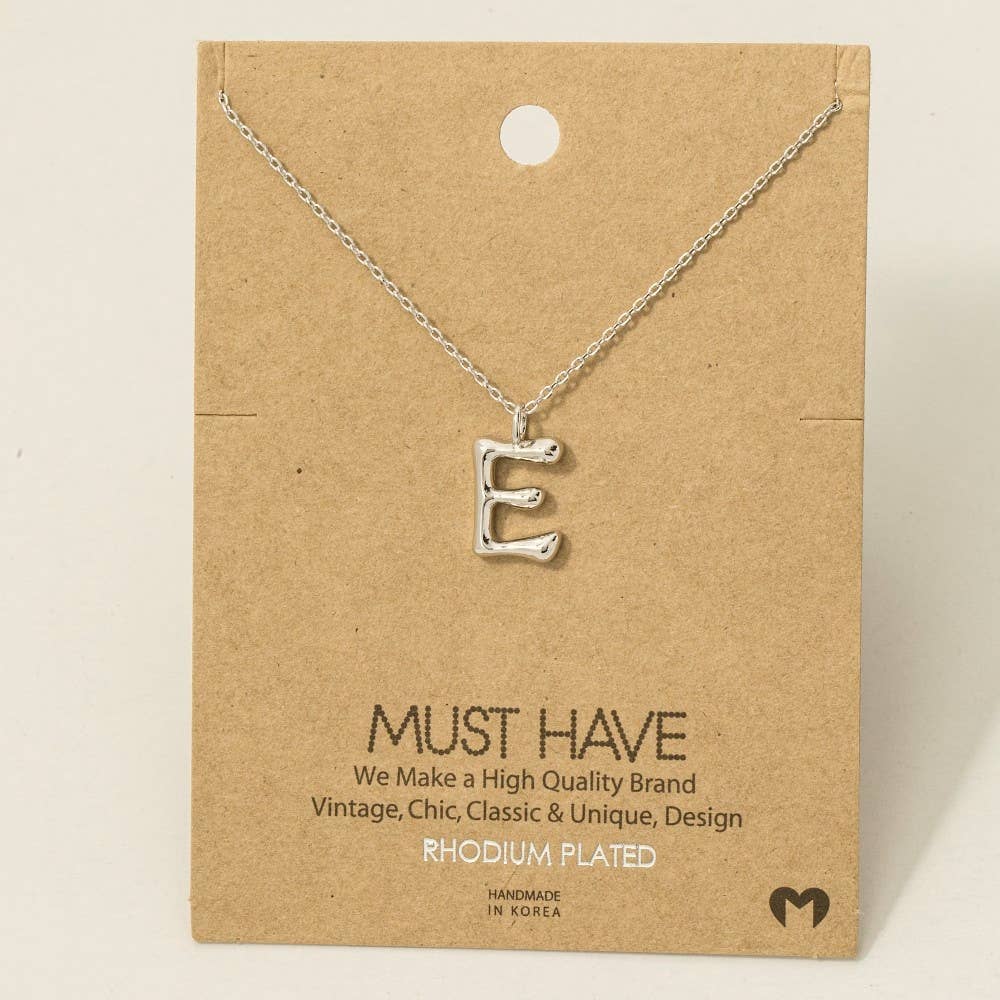 Bubble Letter Necklace Silver / E Silver E Necklace Fame Accessories- Tilden Co.
