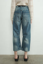 Corded Barrel Denim in Med. Wash Jeans Aaron & Amber- Tilden Co.