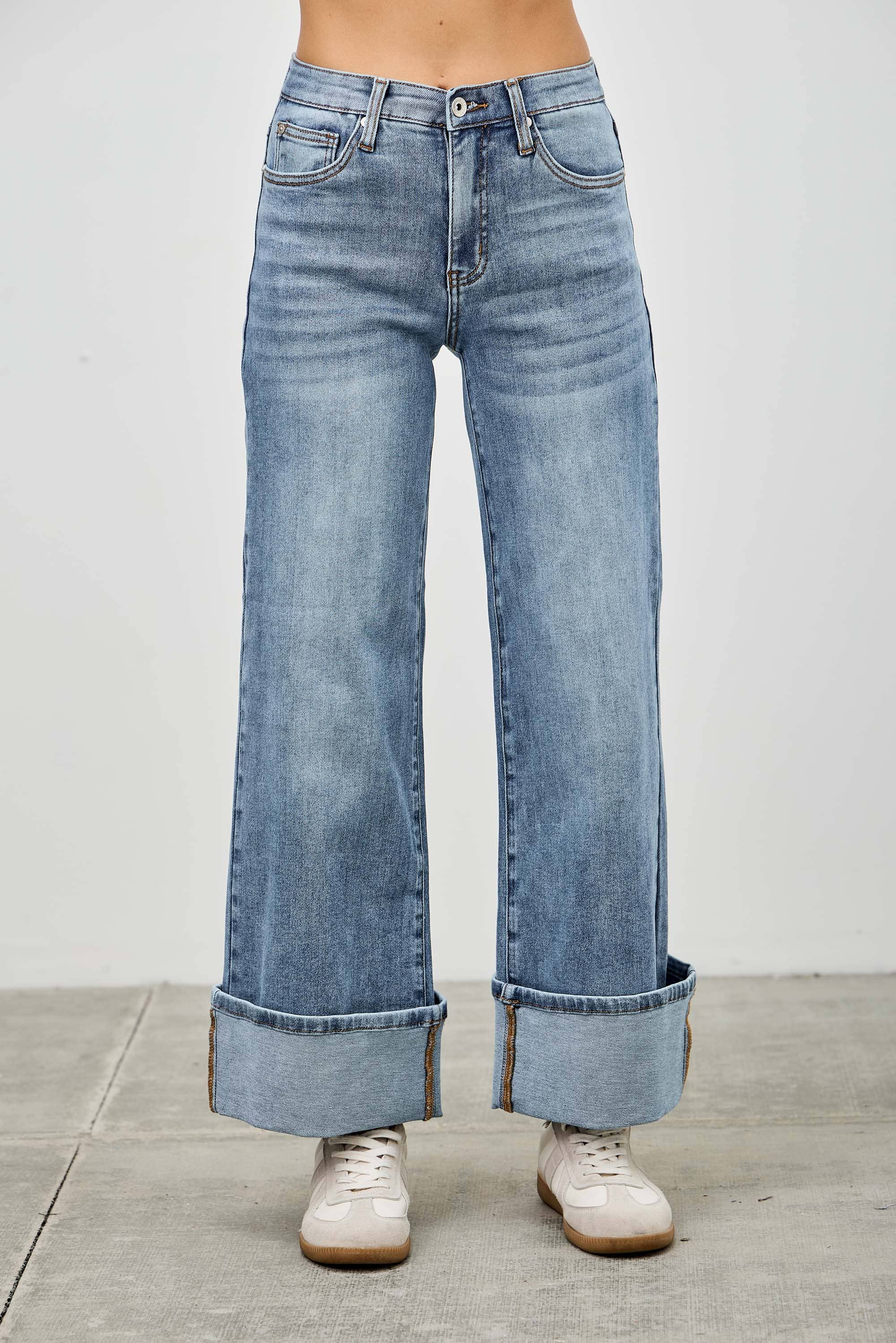 Mid Rise Cuffed Jeans Jeans SAIGE DENIM- Tilden Co.