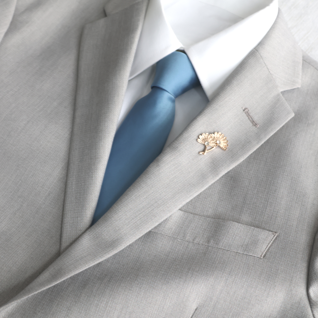 Steel Blue Solid Satin Slim Tie necktie Tie Mood- Tilden Co.