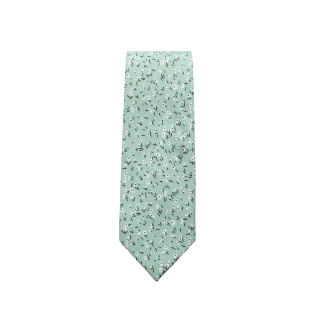 Kenyon Mint Green Floral Skinny Tie necktie Tie Mood- Tilden Co.