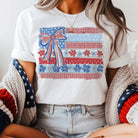 USA Gingham Bow Graphic Tee Small Small T-Shirt Par.tees by Party On!- Tilden Co.