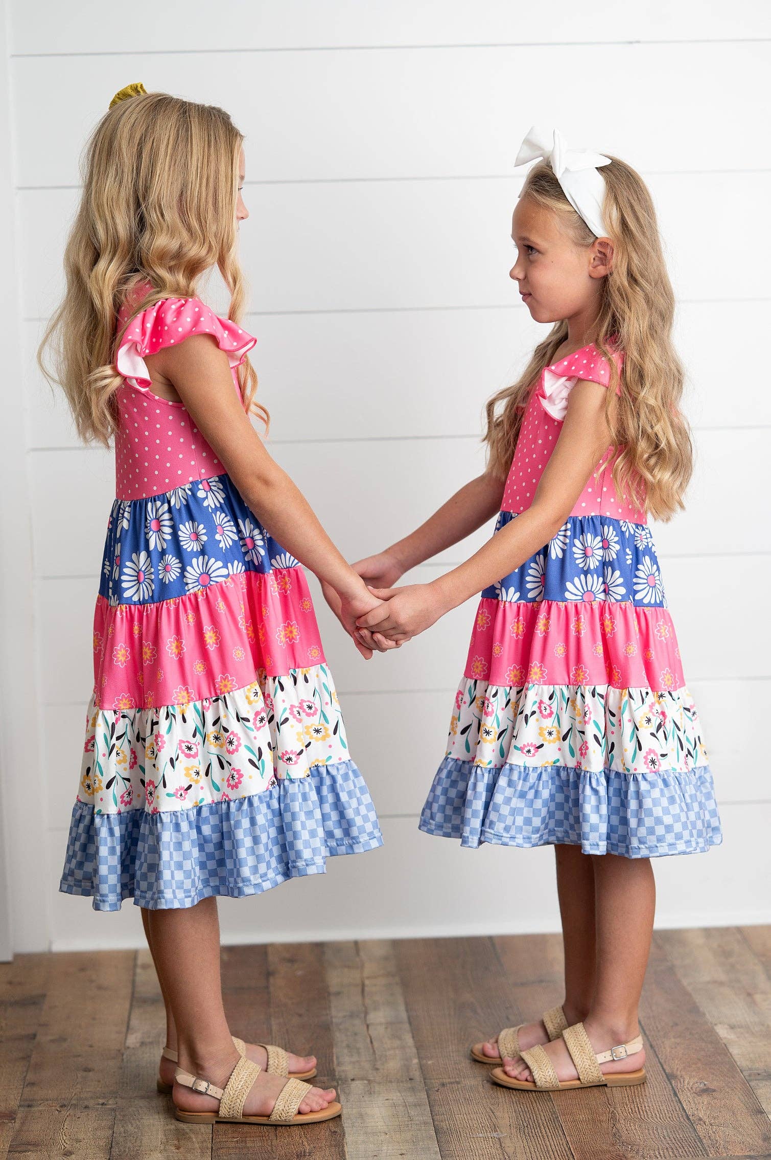 Girl's Ava Hot Pink Floral Check Dress 10/12 10/12 Girl's Dress Adorable Sweetness- Tilden Co.