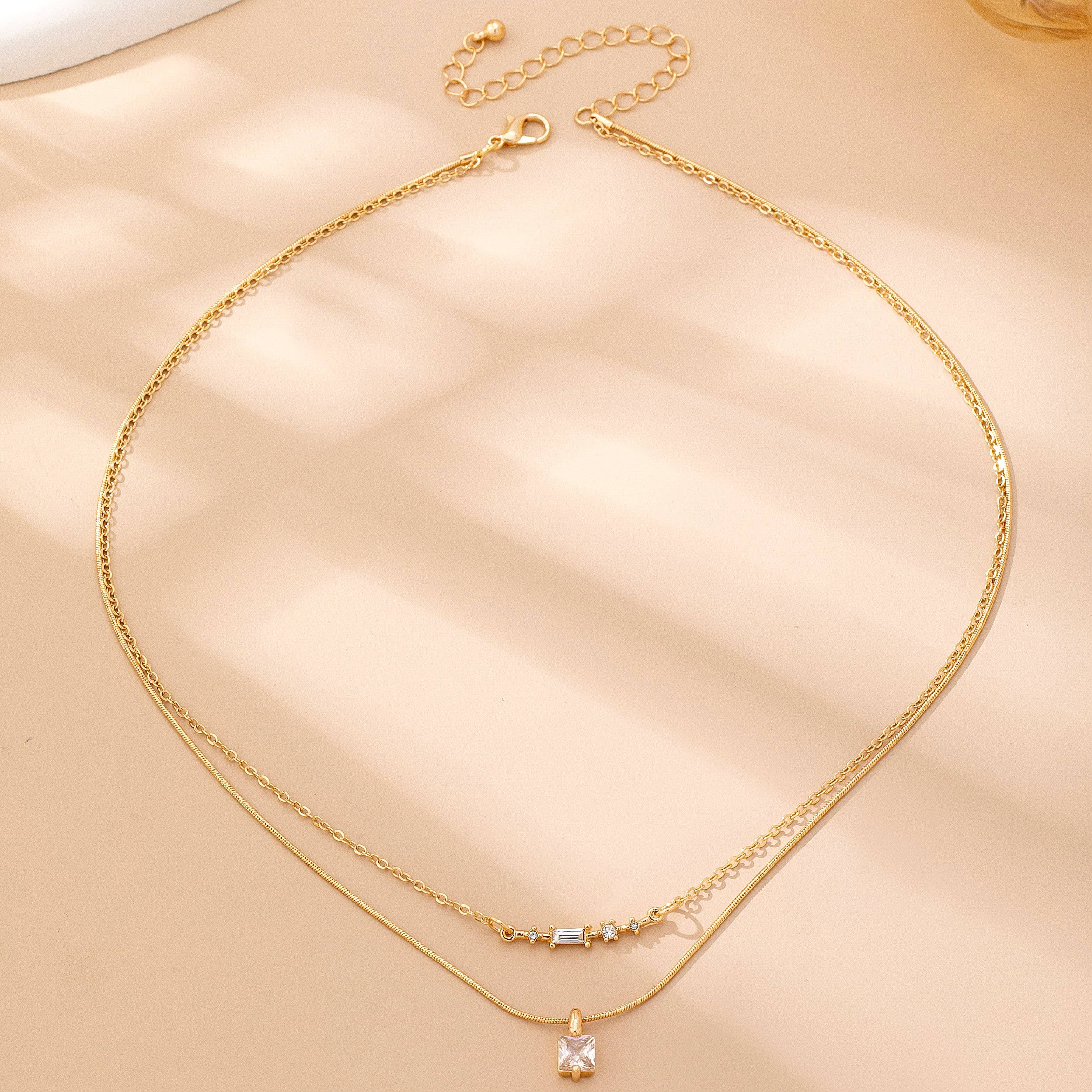 Crystal Bar & Square Necklace | 80N92870 necklace JOSSLYN by wall to wall- Tilden Co.