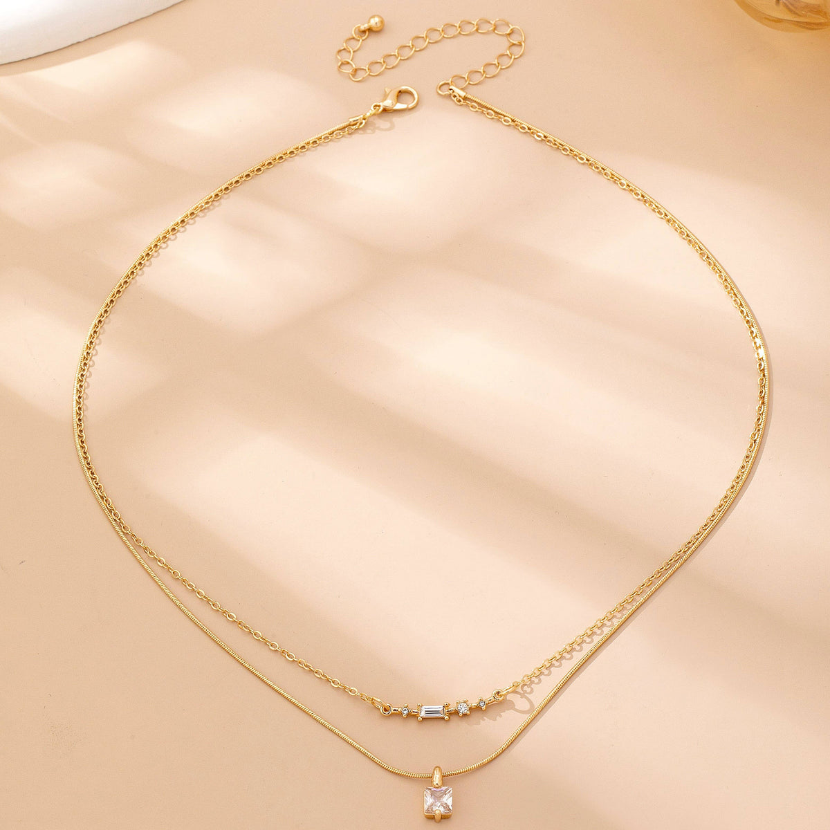 Crystal Bar & Square Necklace | 80N92870 necklace JOSSLYN by wall to wall- Tilden Co.