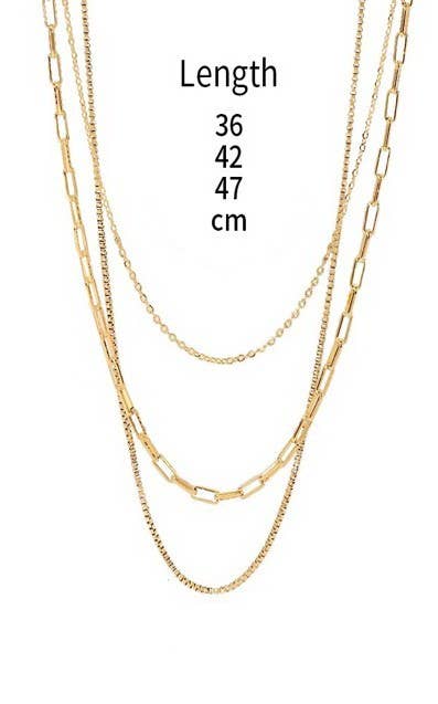 18K Stainless Steel Layered Necklace JOSSLYN by wall to wall- Tilden Co.