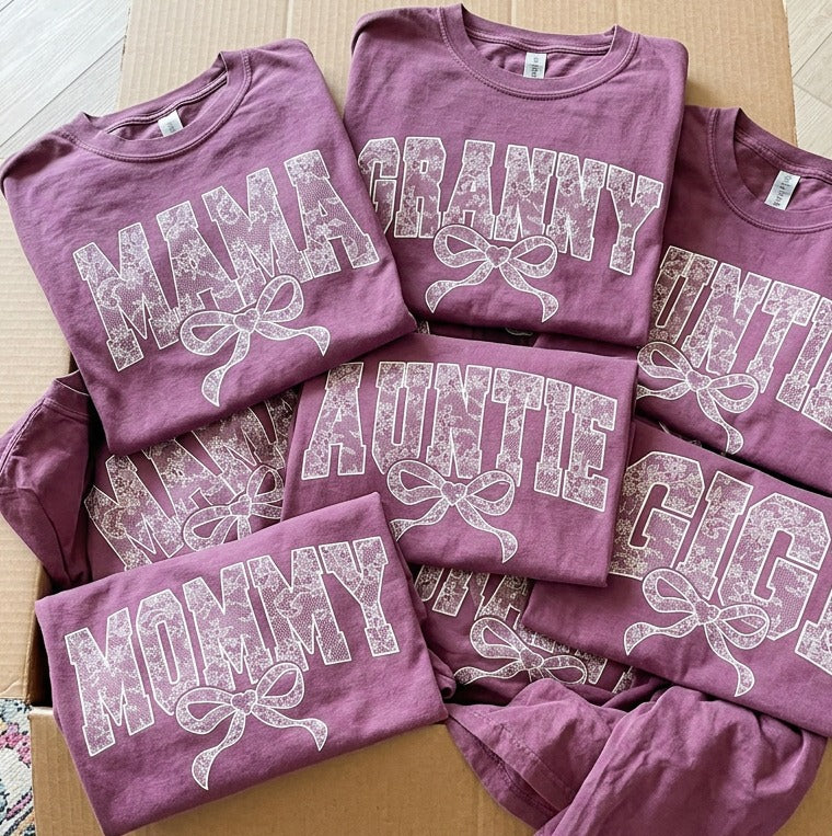 Lace Names Graphic Tee in Berry T-Shirt Ave Shops- Tilden Co.
