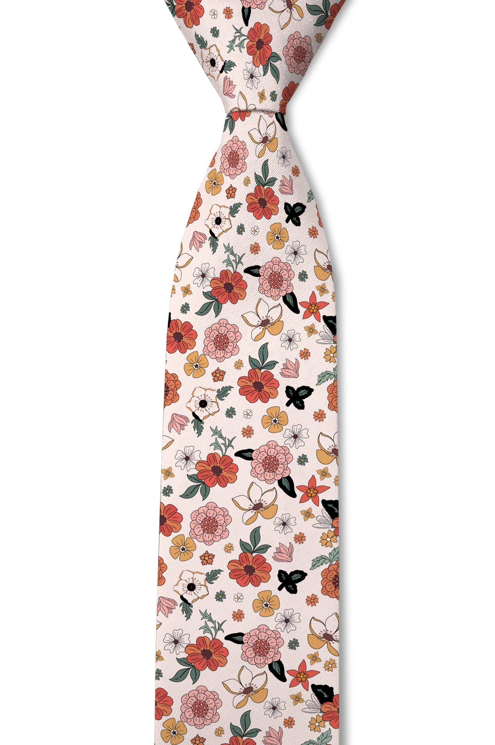 Alice - Vintage White Floral Tie necktie Tough Apparel- Tilden Co.