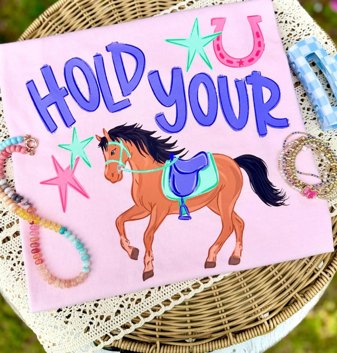 Hold Your Horses Graphic Tee Womens Ave Shops- Tilden Co.