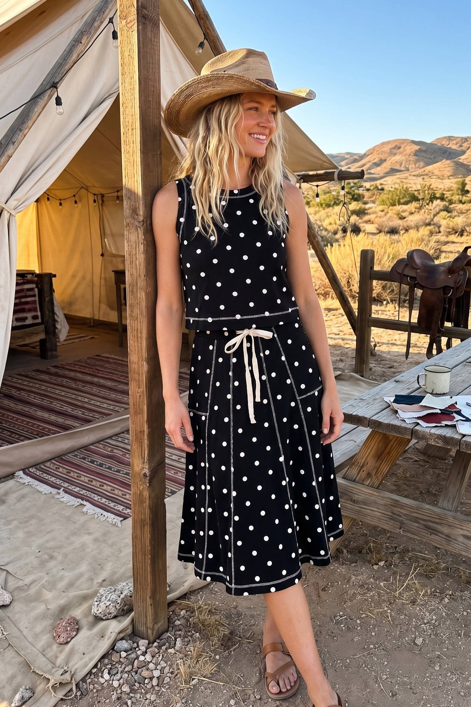 Retro Dot Midi Skirt Midi Skirt Sewn and Seen- Tilden Co.