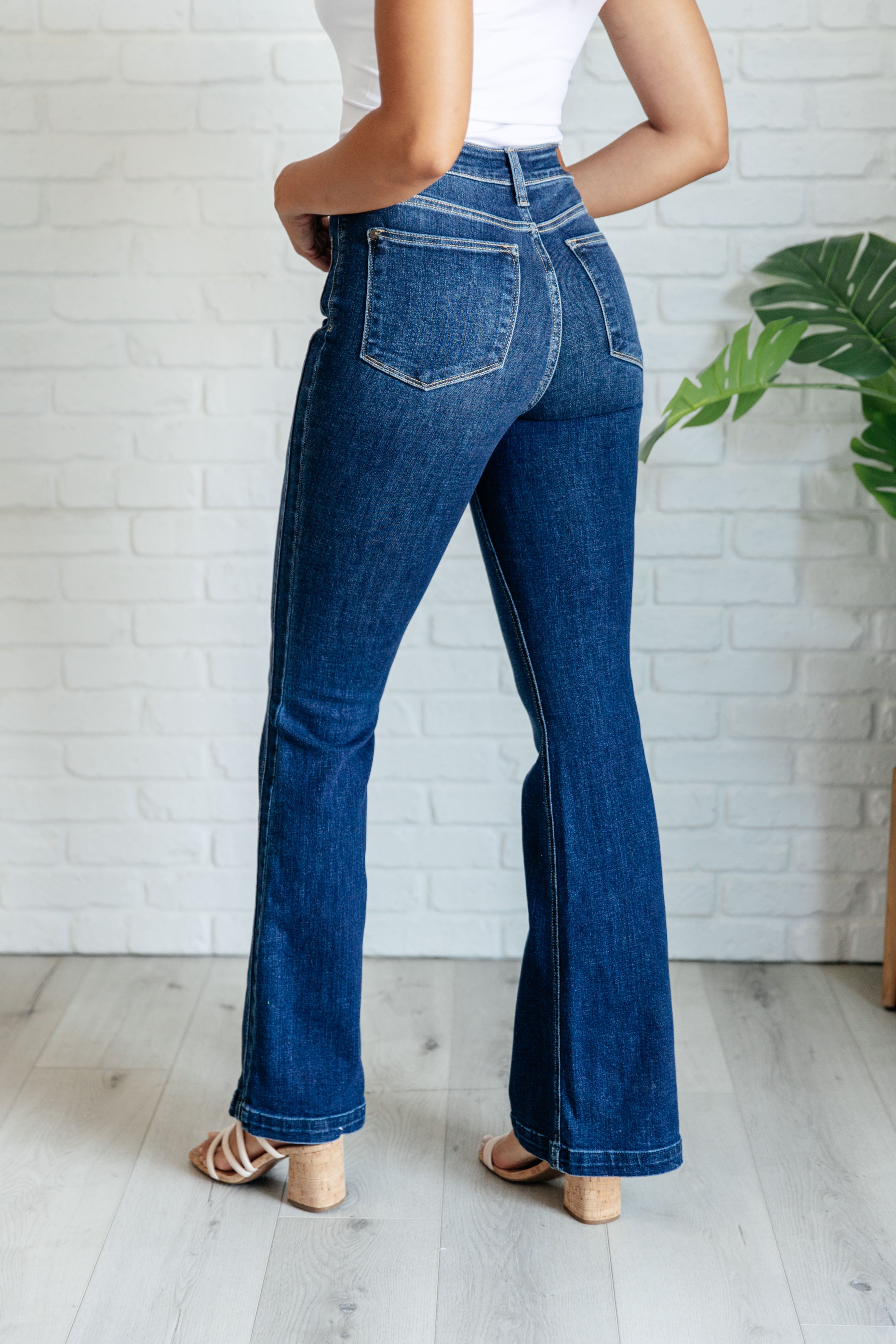 Mavis High Rise Side Seam Detail Flare Jeans    Denim Ave Shops- Tilden Co.