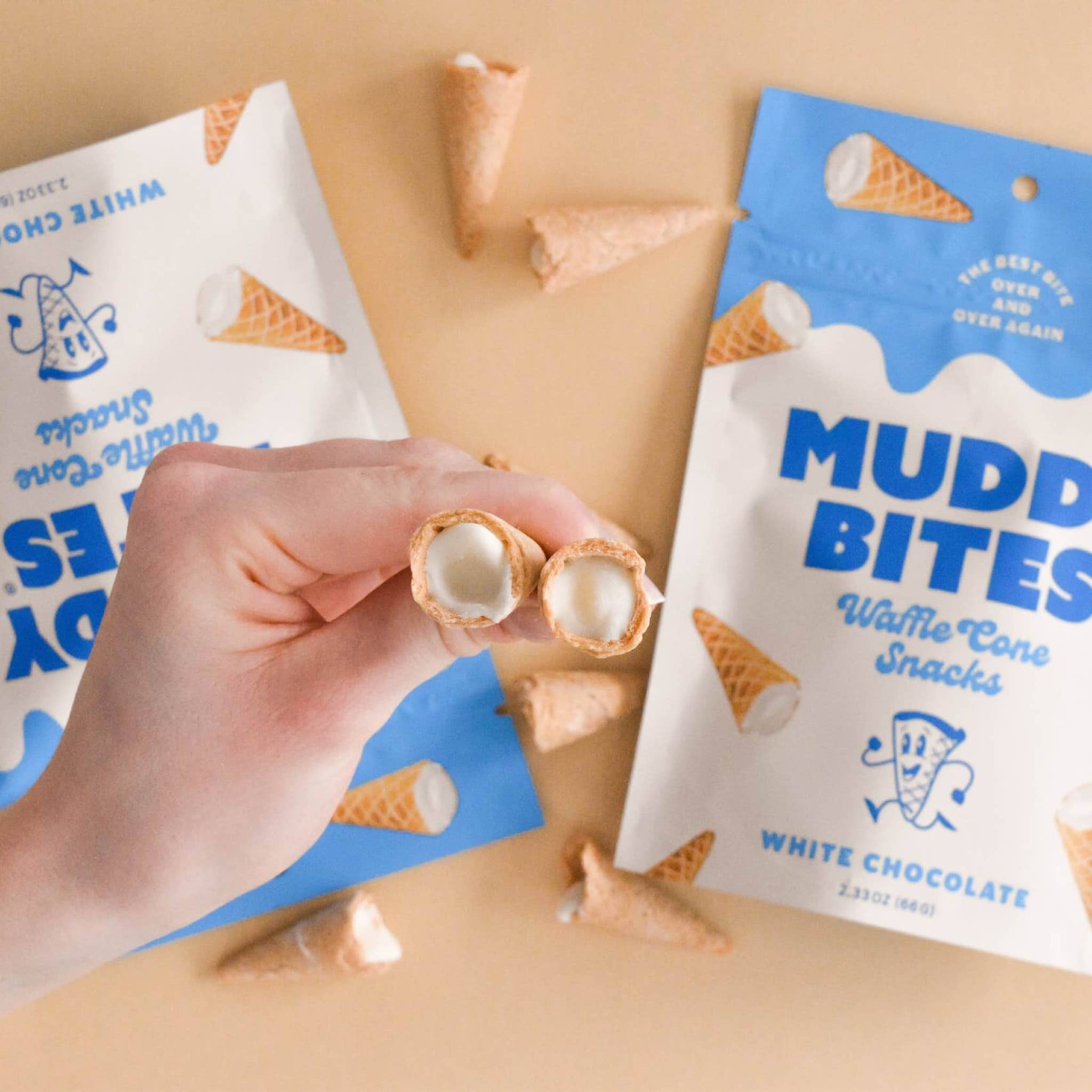 White Chocolate Waffle Cones Snacks Muddy Bites- Tilden Co.