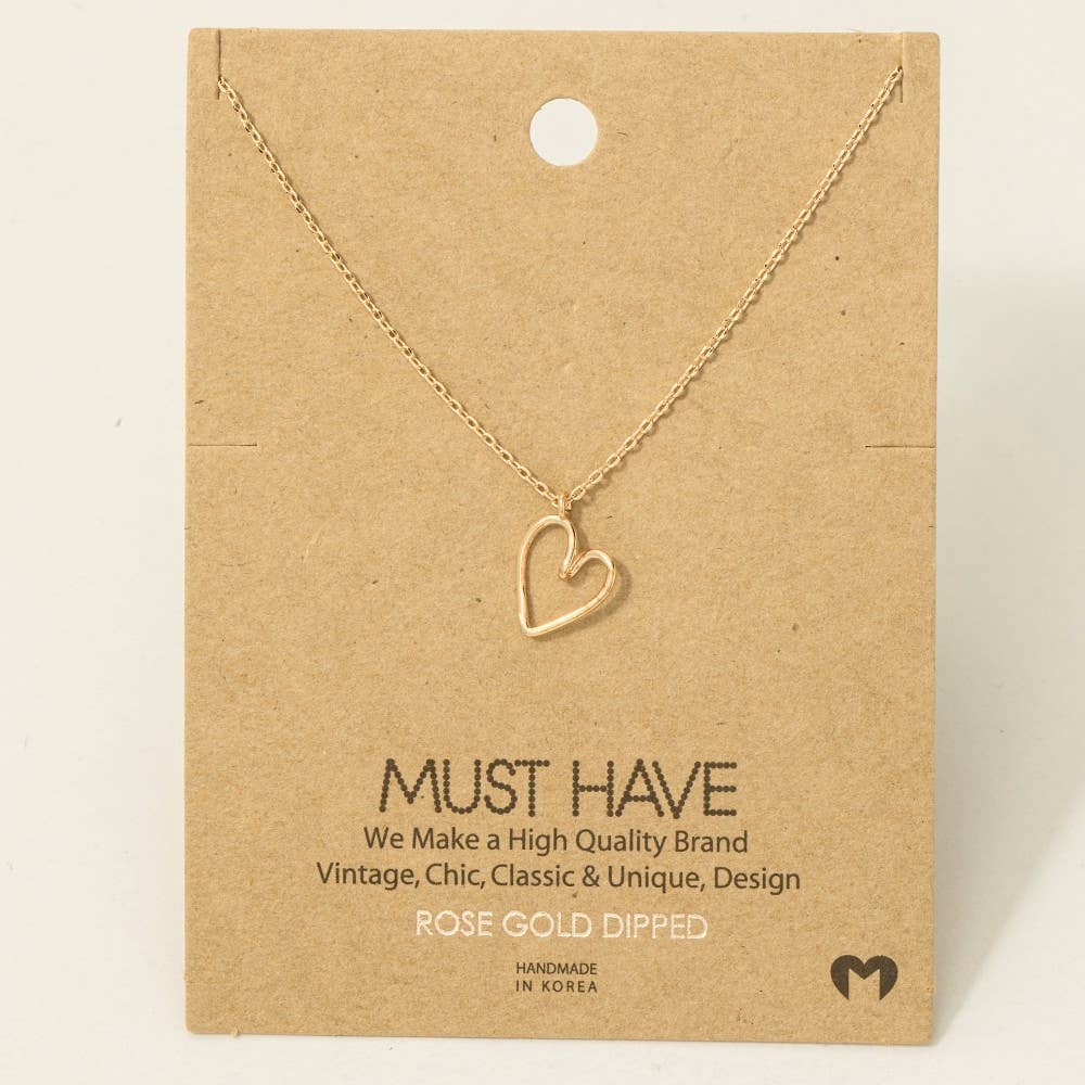 Wire Heart Necklace R R Necklace Fame Accessories- Tilden Co.