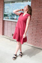 Tara Dress in Watermelon Knee Length Dress Mikarose- Tilden Co.
